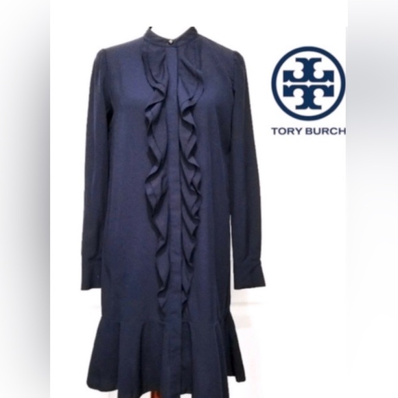 Tory Burch Dresses & Skirts - Tory Burch NWT The Jane Dress – Navy Button-Down Silhouette (Knee Length)